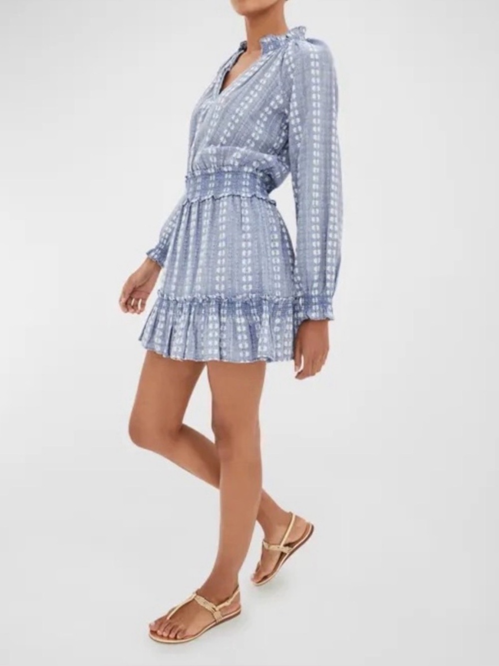 Veronica Beard Espie Cotton Smocked Mini Dress Small